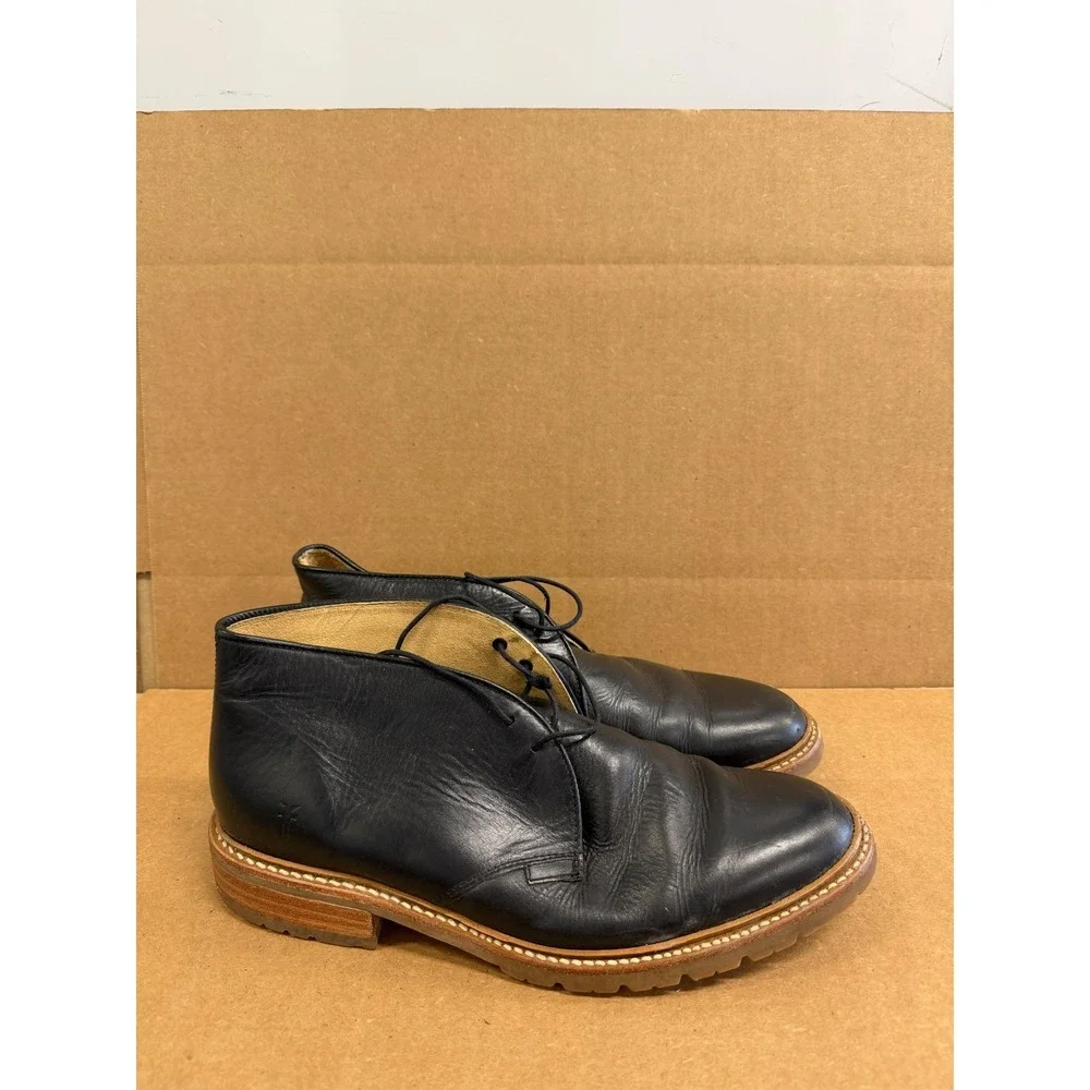 Frye James Lug Leather Lace Up Chukka Boots Black Mens Size 11D US